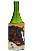 Bay Mare Foal Horse Wine Bottle Hugger Gift Sleeve for Standard 750 ml Bottles, Insulated Reusable Also Fits Mini Shot & Pint Bottles