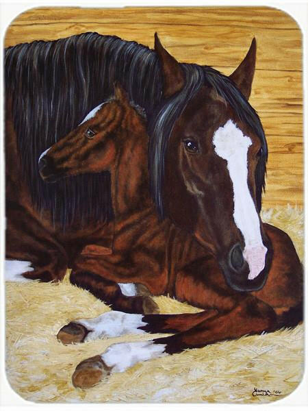 Bay Mare Foal Horse Mouse Pad, Heat Resistant Trivet Hot Pad , Non Slip Rubber Desk Mat, Kitchen Counter Protector, Home Office Decor Gift