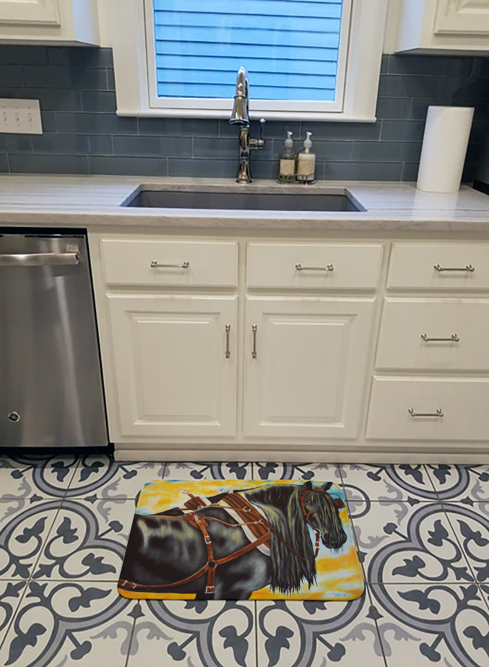 Day's End Horse Memory Foam Kitchen Mat Machine Washable Anti-Fatigue Cushion Comfort Bath or Kitchen Rug