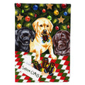 Santa's Helpers in Christmas Stockings Labrador House Flag 28x40 Porch Sleeve Pole Decorative Outside Yard Banner Artwork Wall Hanging, Polyester
