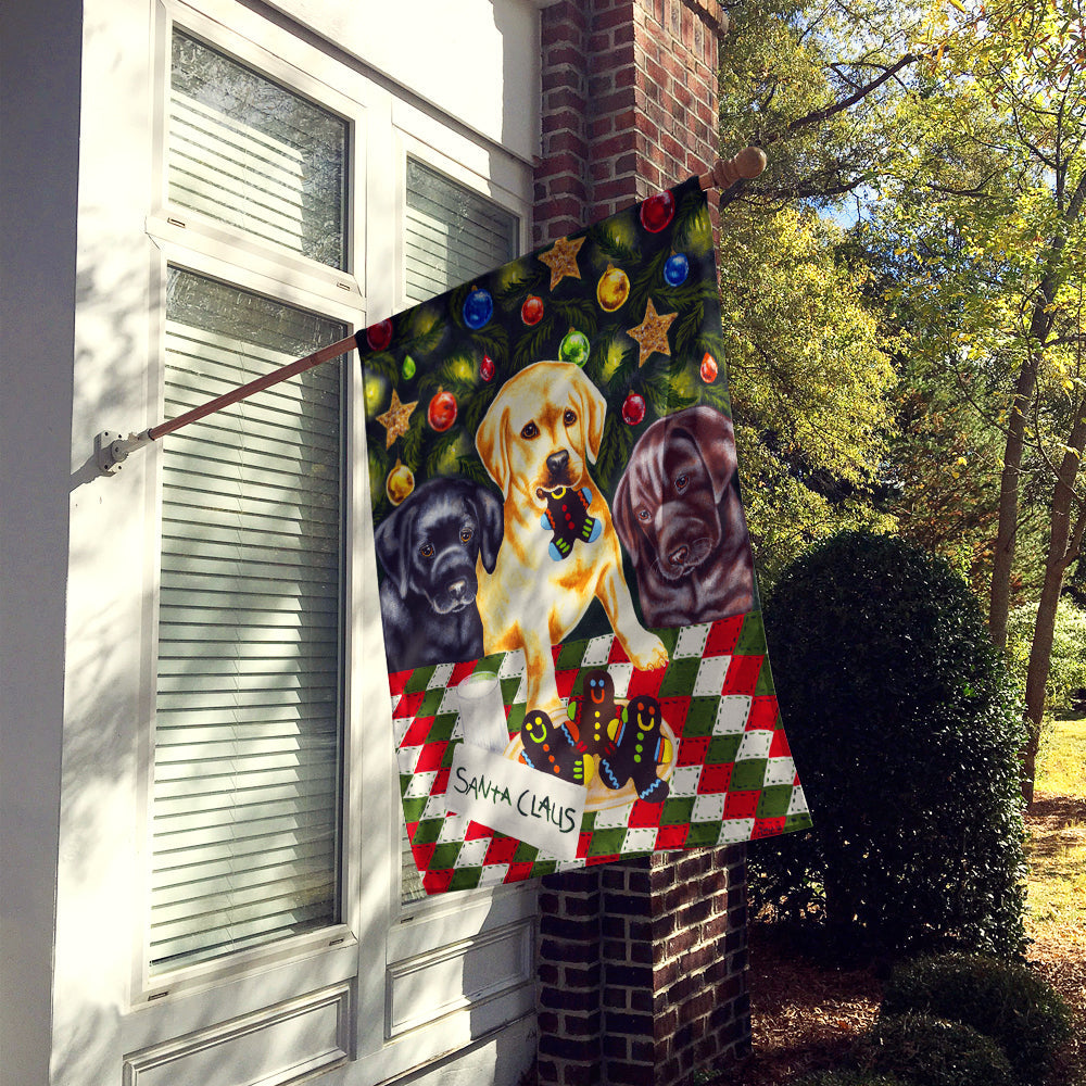 Santa's Helpers in Christmas Stockings Labrador House Flag 28x40 Porch Sleeve Pole Decorative Outside Yard Banner Artwork Wall Hanging, Polyester