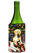 Santa's Helpers in Christmas Stockings Labrador Wine Bottle Hugger Gift Sleeve for Standard 750 ml Bottles, Insulated Reusable Also Fits Mini Shot & Pint Bottles