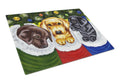 Christmas Stocking Surprise Labrador Cutting Board Tempered Glass Kitchen Cutting Surface, Heat Resistant Chopping, Non-Slip Feet, Food Prep & Serving