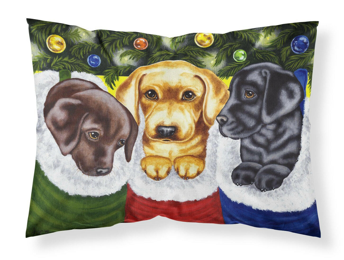 Christmas Stocking Surprise Labrador Standard Pillowcase Lightweight Super Soft Easy Care Decorative Artwork Pillowcase, Standard