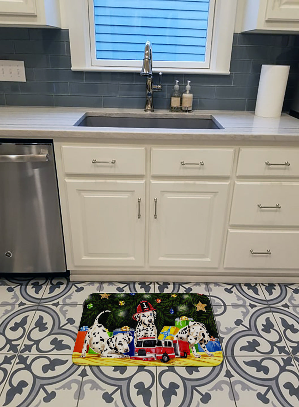 Christmas Favorite Gift Dalmatian Memory Foam Kitchen Mat Machine Washable Anti-Fatigue Cushion Comfort Bath or Kitchen Rug