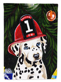 Fire Fighter Christmas Dalmatian House Flag 28x40 Porch Sleeve Pole Decorative Outside Yard Banner Artwork Wall Hanging, Polyester