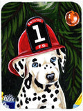 Fire Fighter Christmas Dalmatian Cutting Board Tempered Glass Kitchen Cutting Surface, Heat Resistant Chopping, Non-Slip Feet, Food Prep & Serving