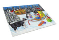 Christmas Mush Siberian Husky Cutting Board Tempered Glass Kitchen Cutting Surface, Heat Resistant Chopping, Non-Slip Feet, Food Prep & Serving