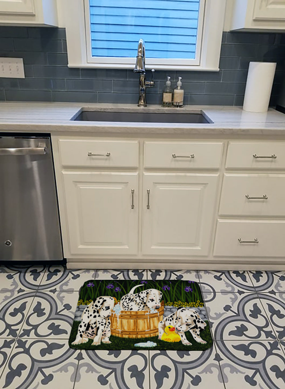 Pass the Soap Dalmatian Memory Foam Kitchen Mat Machine Washable Anti-Fatigue Cushion Comfort Bath or Kitchen Rug