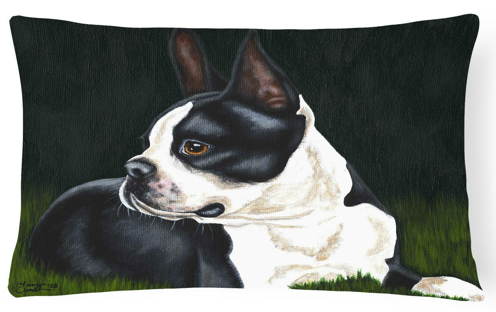 Boston Terrier Beauty Decorative Throw Pillow 12x16 Indoor Outdoor Accent Cushion, Fabric Cover with Insert for Sofa, Bed, Porch & Living Room