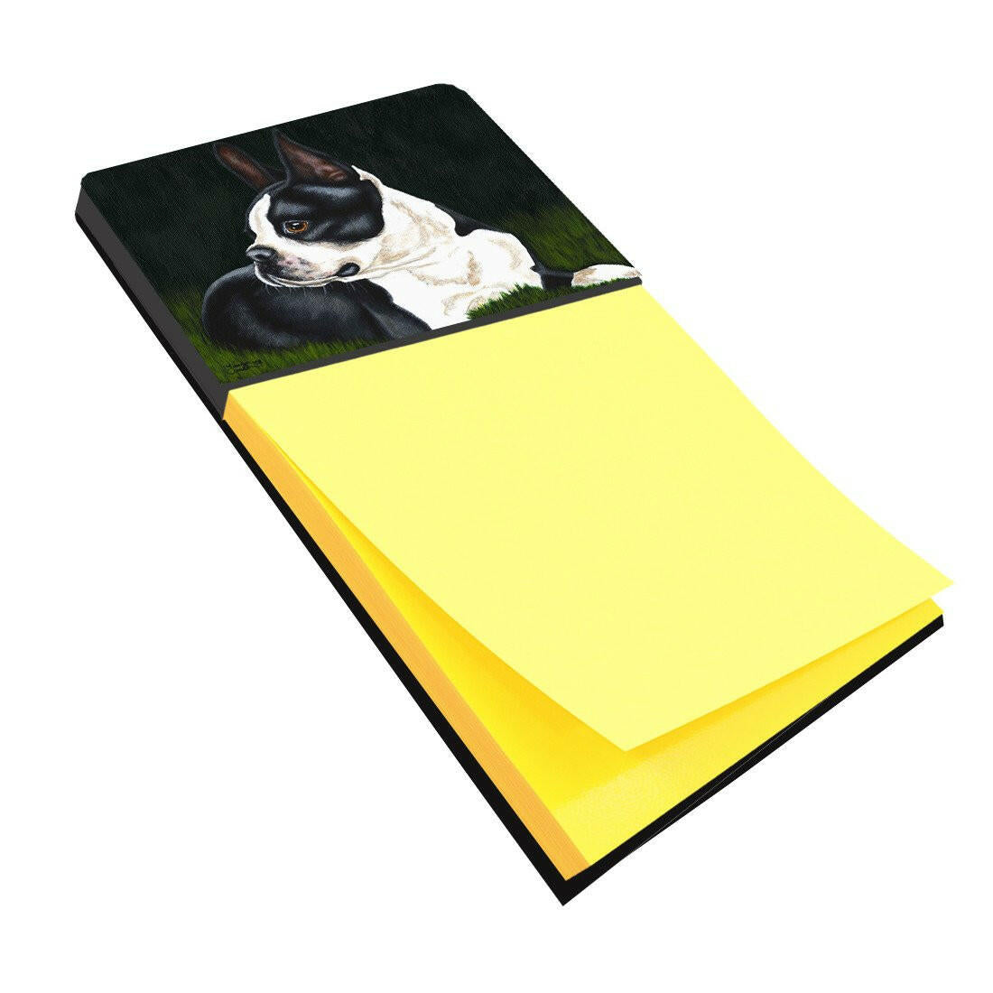 Boston Terrier Beauty Watercolor Sticky Note Holder Refillable Dispenser Desk Accessory 3x3 Pad Gift
