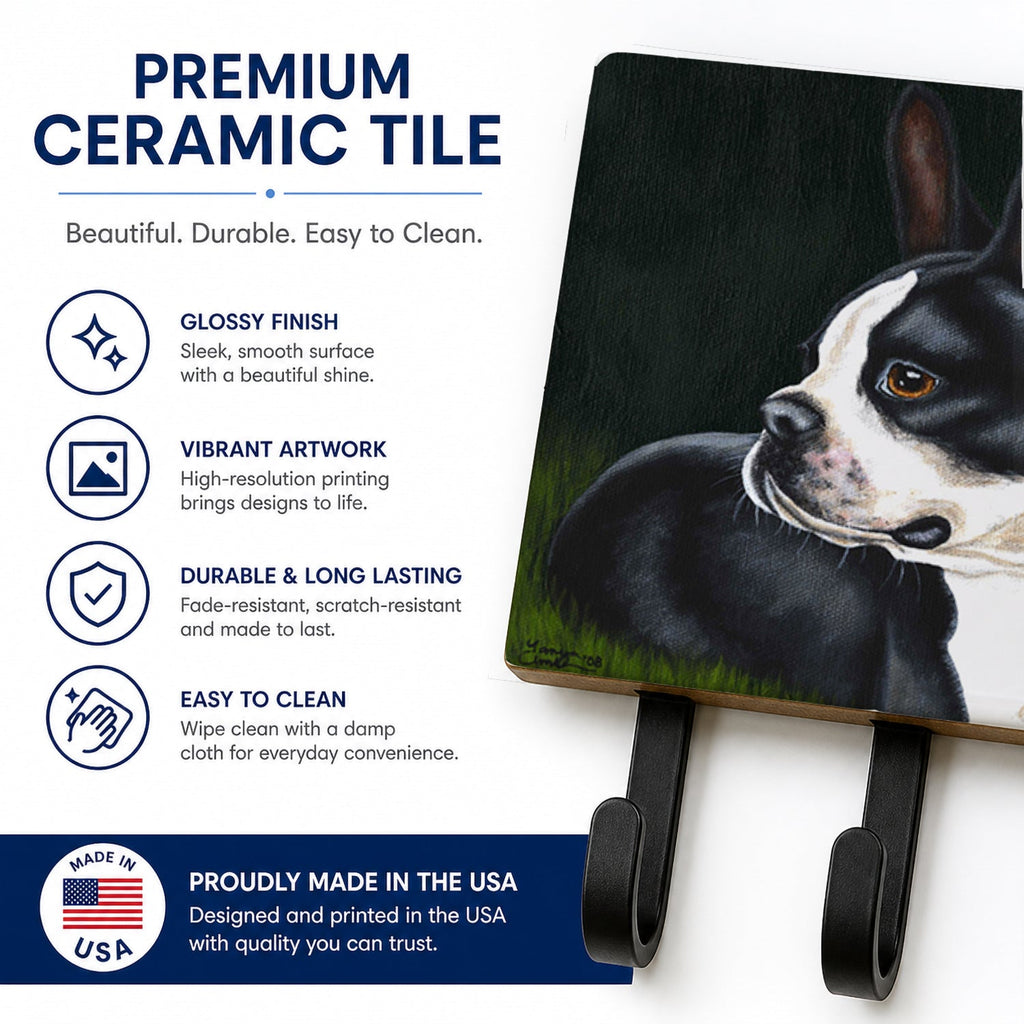 Boston Terrier Beauty Leash or Key Holder Wall Hooks, Coat Rack Wall Mount, for Hanging Keys, Towels, Aprons, Leashes