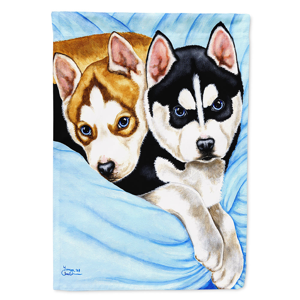Snow Angels Siberian Husky House Flag 28x40 Porch Sleeve Pole Decorative Outside Yard Banner Artwork Wall Hanging, Polyester