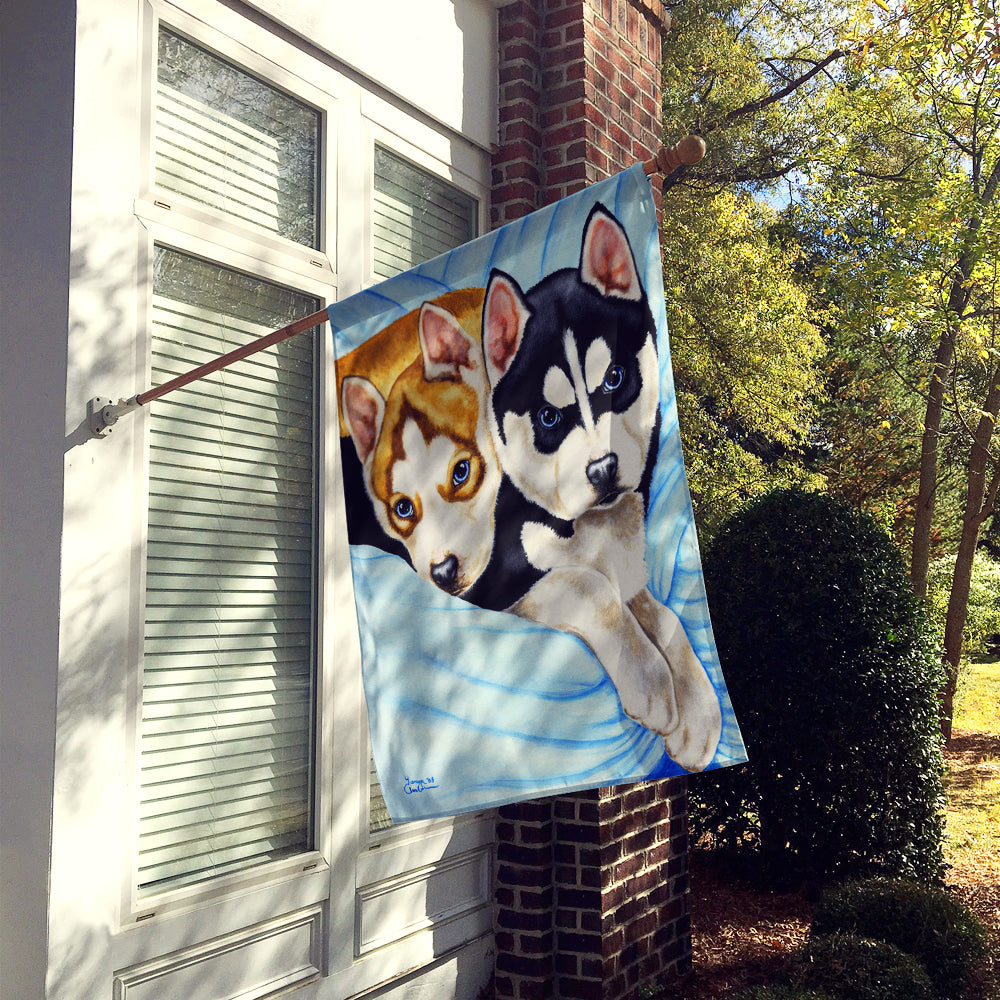 Snow Angels Siberian Husky House Flag 28x40 Porch Sleeve Pole Decorative Outside Yard Banner Artwork Wall Hanging, Polyester