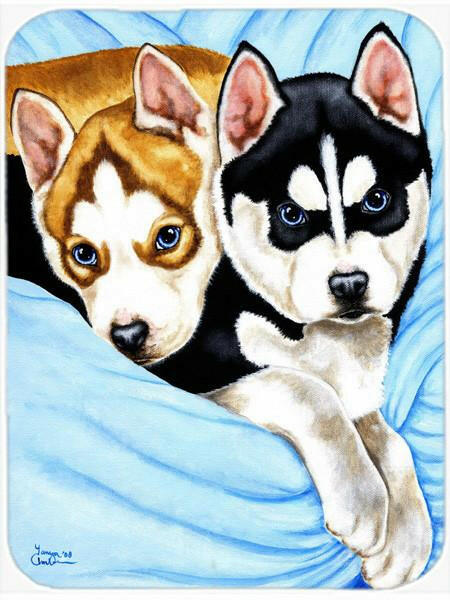Snow Angels Siberian Husky Cutting Board Tempered Glass Kitchen Cutting Surface, Heat Resistant Chopping, Non-Slip Feet, Food Prep & Serving