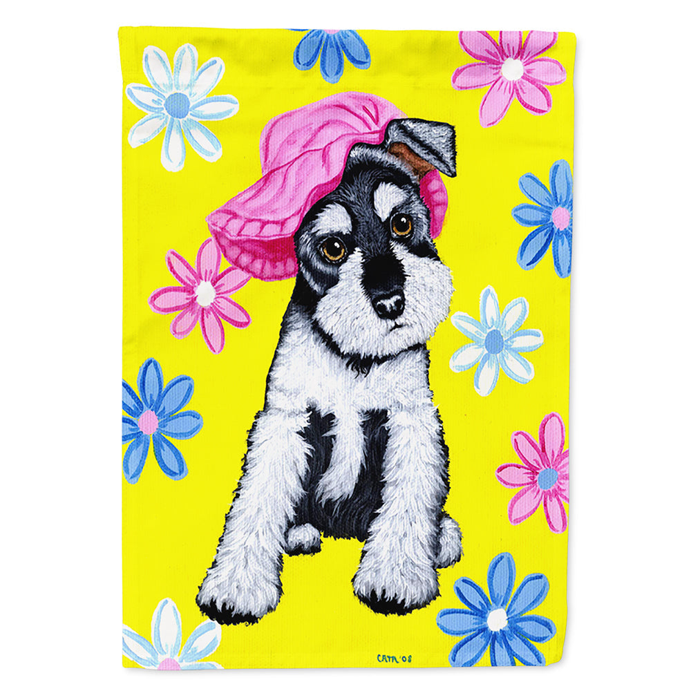 Spring Cutie Schnauzer House Flag 28x40 Porch Sleeve Pole Decorative Outside Yard Banner Artwork Wall Hanging, Polyester