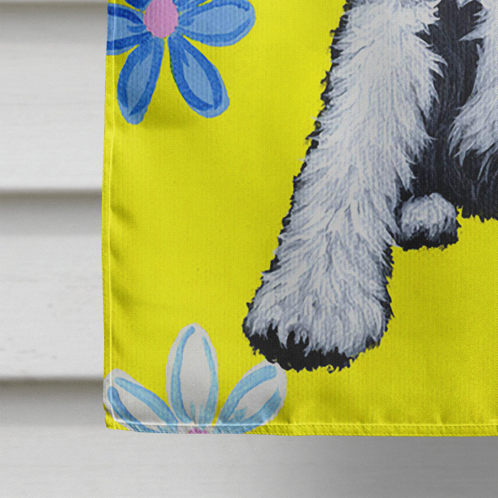 Spring Cutie Schnauzer House Flag 28x40 Porch Sleeve Pole Decorative Outside Yard Banner Artwork Wall Hanging, Polyester