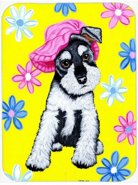 Spring Cutie Schnauzer Cutting Board Tempered Glass Kitchen Cutting Surface, Heat Resistant Chopping, Non-Slip Feet, Food Prep & Serving