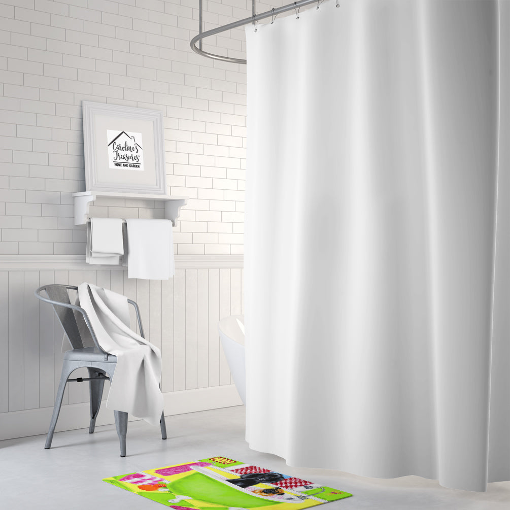Tub for Two with Poodle and Pug Memory Foam Kitchen Mat Machine Washable Anti-Fatigue Cushion Comfort Bath or Kitchen Rug