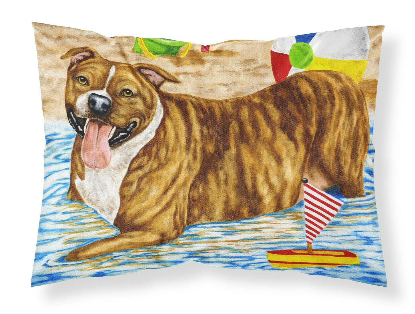 Beach Bum Staffie Standard Pillowcase Lightweight Super Soft Easy Care Decorative Artwork Pillowcase, Standard