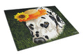 My Sun Spot Dalmatian Cutting Board Tempered Glass Kitchen Cutting Surface, Heat Resistant Chopping, Non-Slip Feet, Food Prep & Serving