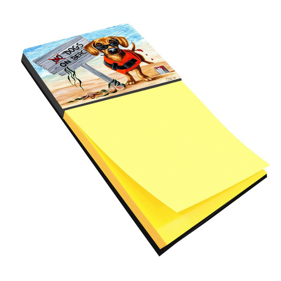 The Dog Beach Dachshund Watercolor Sticky Note Holder Refillable Dispenser Desk Accessory 3x3 Pad Gift