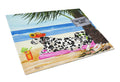 Hot Spot Cove Beach Dalmatian Cutting Board Tempered Glass Kitchen Cutting Surface, Heat Resistant Chopping, Non-Slip Feet, Food Prep & Serving