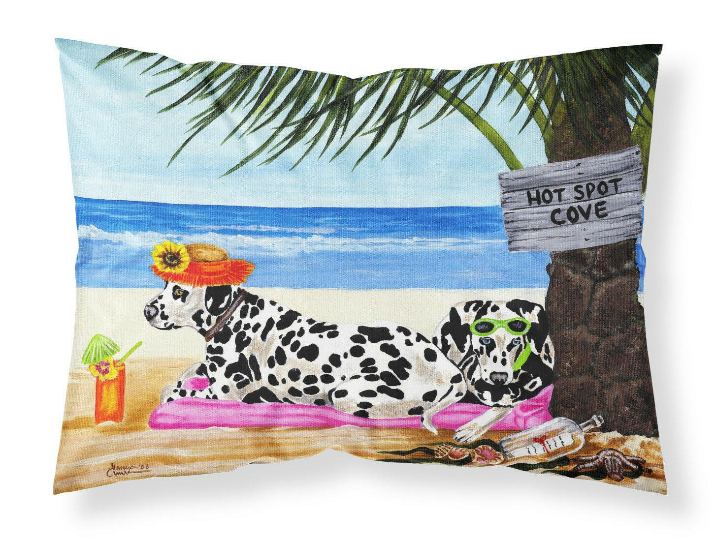 Hot Spot Cove Beach Dalmatian Standard Pillowcase Lightweight Super Soft Easy Care Decorative Artwork Pillowcase, Standard