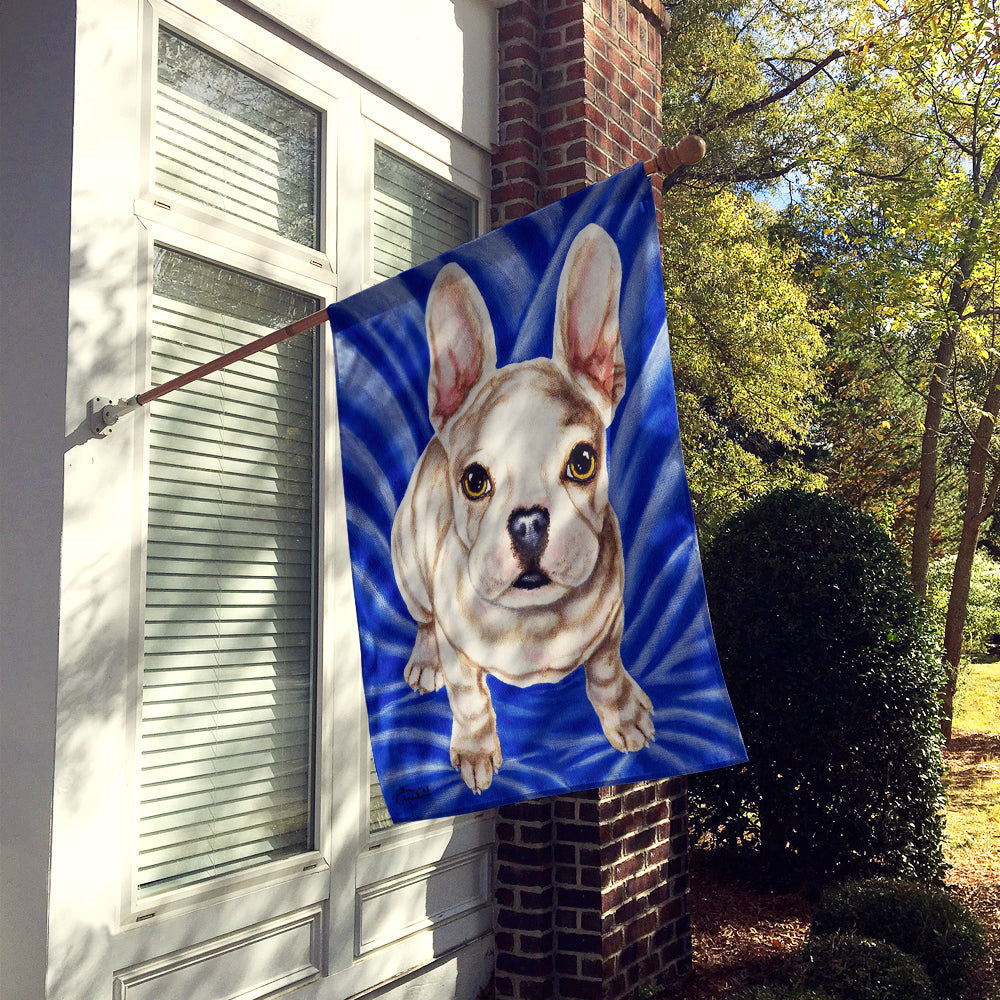 Diamond in Blue French Bulldog House Flag 28x40 Porch Sleeve Pole Decorative Outside Yard Banner Artwork Wall Hanging, Polyester