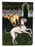 Rose Garden Frolick Greyhounds House Flag 28x40 Porch Sleeve Pole Decorative Outside Yard Banner Artwork Wall Hanging, Polyester