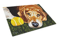 Have Ball Will Travel Beagle Cutting Board Tempered Glass Kitchen Cutting Surface, Heat Resistant Chopping, Non-Slip Feet, Food Prep & Serving