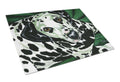 Emerald Beauty Dalmatian Cutting Board Tempered Glass Kitchen Cutting Surface, Heat Resistant Chopping, Non-Slip Feet, Food Prep & Serving