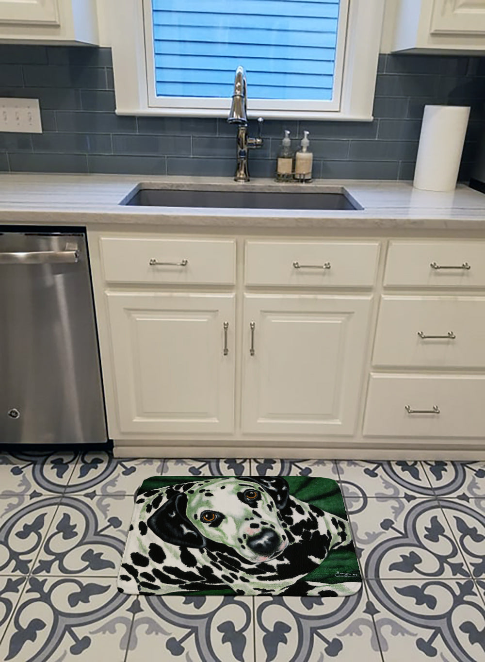 Emerald Beauty Dalmatian Memory Foam Kitchen Mat Machine Washable Anti-Fatigue Cushion Comfort Bath or Kitchen Rug