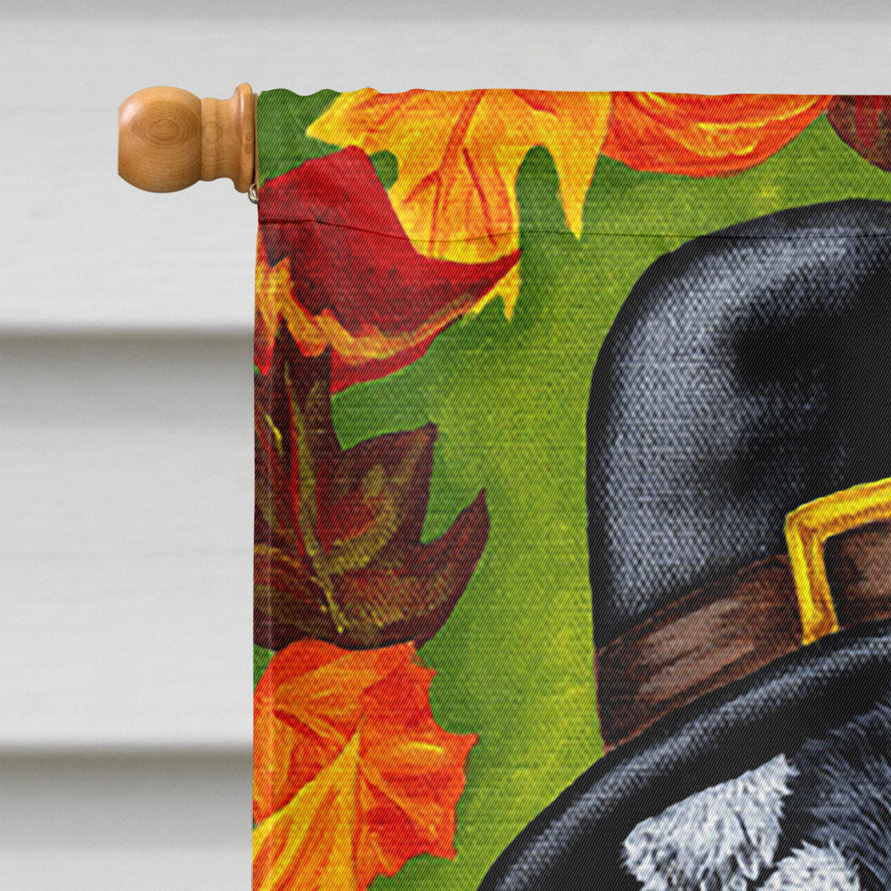 Thanksgiving Friends Schnauzer House Flag 28x40 Porch Sleeve Pole Decorative Outside Yard Banner Artwork Wall Hanging, Polyester