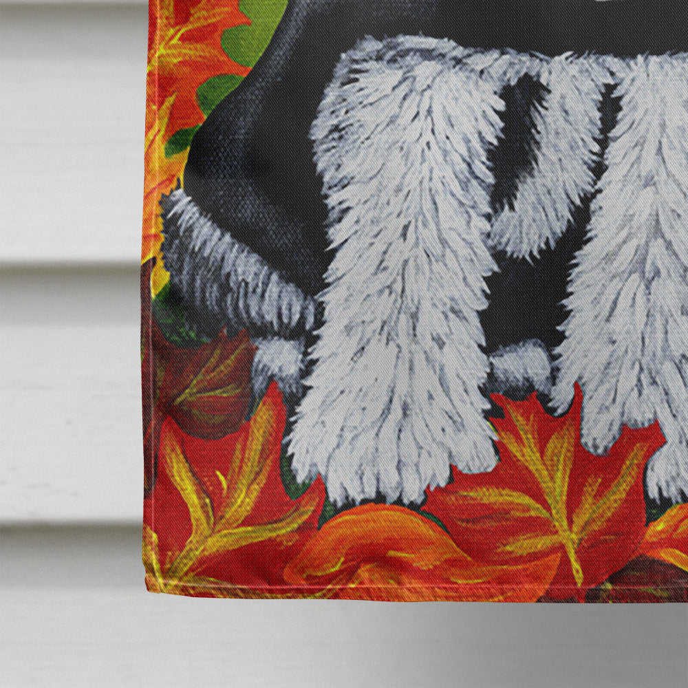 Thanksgiving Friends Schnauzer House Flag 28x40 Porch Sleeve Pole Decorative Outside Yard Banner Artwork Wall Hanging, Polyester