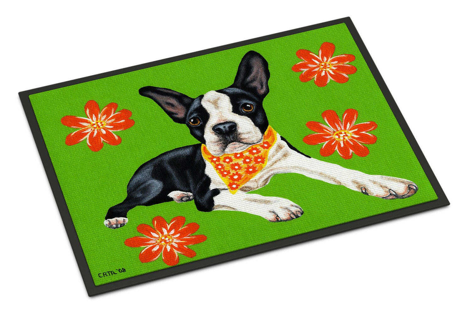 Cosmo Cutie Boston Terrier Doormat Indoor Outdoor 18H X 27W Front Door Mat Rugs for Entryway, Non Slip Washable