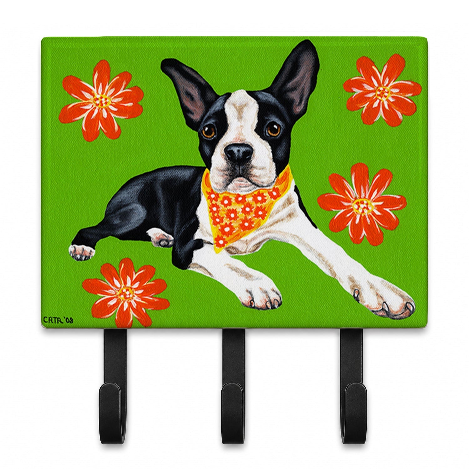 Cosmo Cutie Boston Terrier Leash or Key Holder Wall Hooks, Coat Rack Wall Mount, for Hanging Keys, Towels, Aprons, Leashes