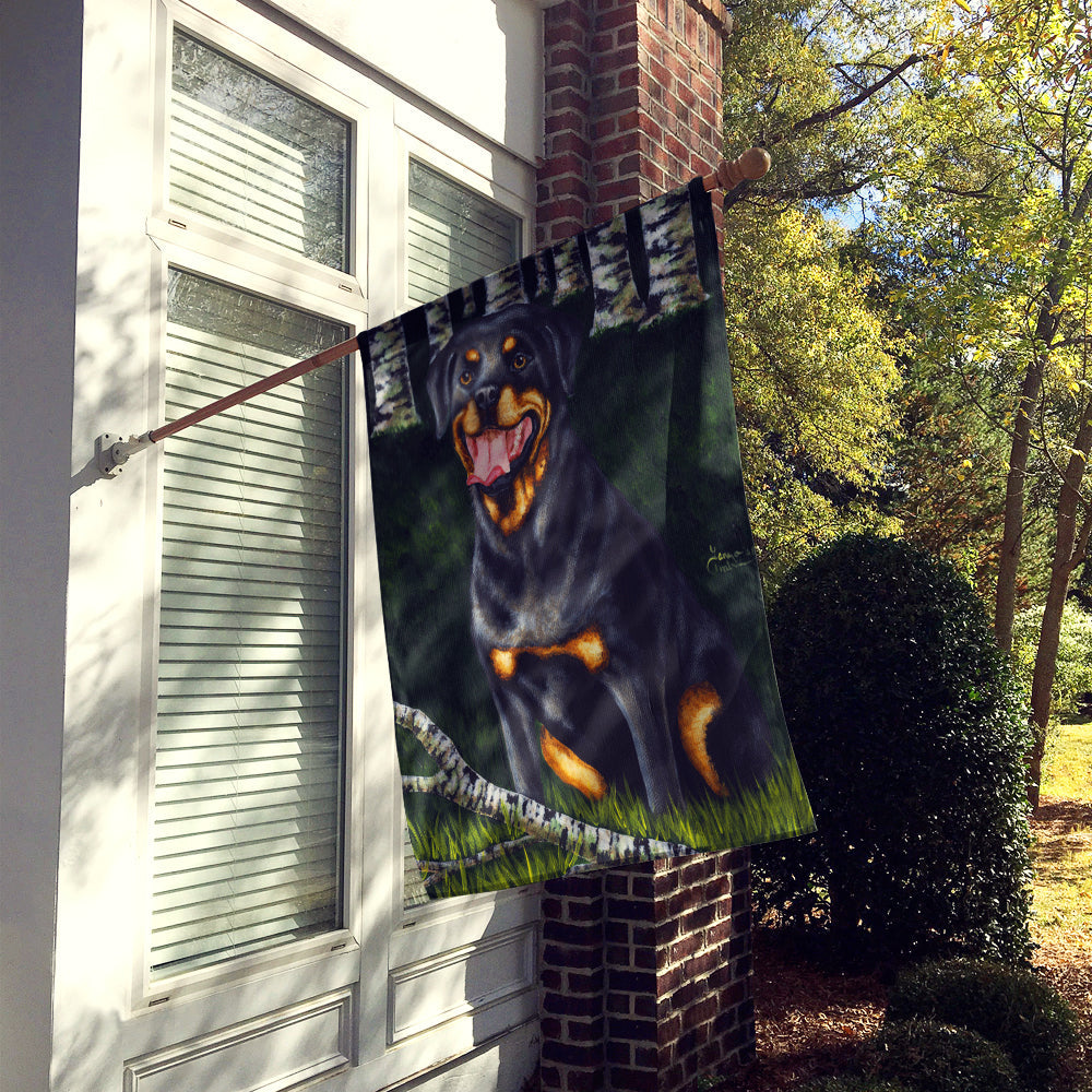 Backwoods Companion Rottweiler House Flag 28x40 Porch Sleeve Pole Decorative Outside Yard Banner Artwork Wall Hanging, Polyester