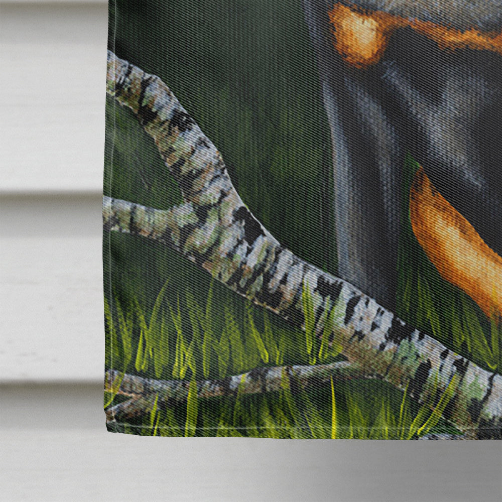Backwoods Companion Rottweiler House Flag 28x40 Porch Sleeve Pole Decorative Outside Yard Banner Artwork Wall Hanging, Polyester