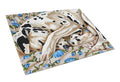 Bed of Roses Dalmatian Cutting Board Tempered Glass Kitchen Cutting Surface, Heat Resistant Chopping, Non-Slip Feet, Food Prep & Serving