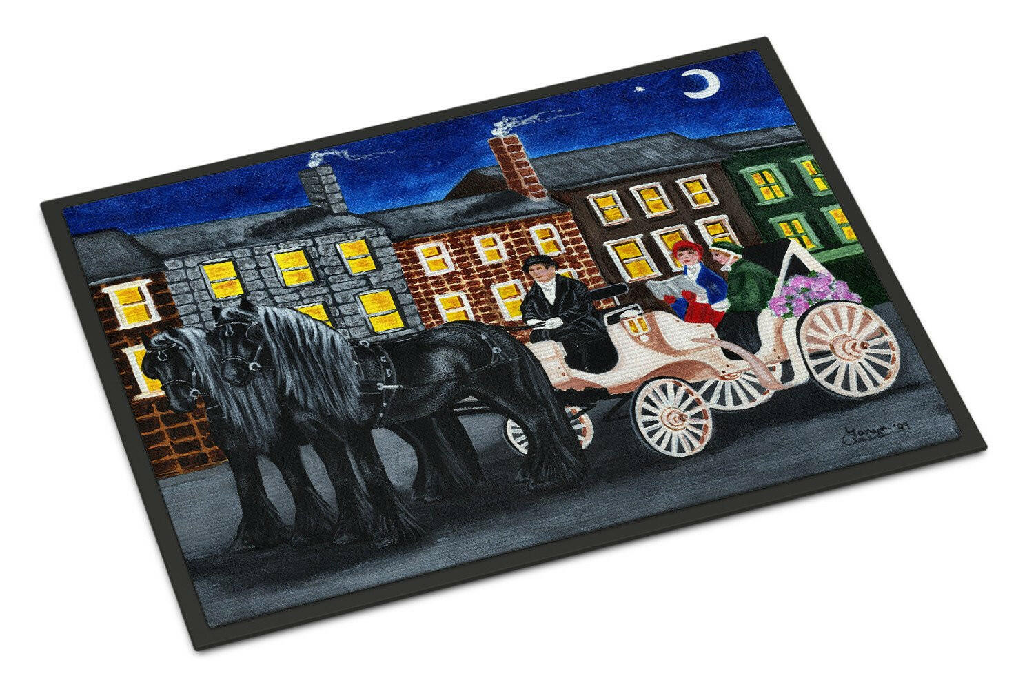 City Carriage Ride Horse Doormat Indoor Outdoor 18H X 27W Front Door Mat Rugs for Entryway, Non Slip Washable