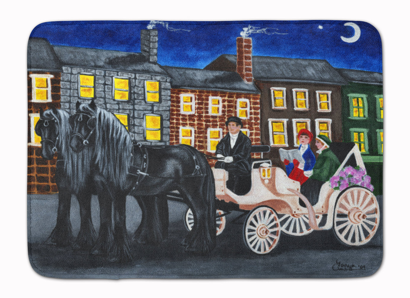 City Carriage Ride Horse Memory Foam Kitchen Mat Machine Washable Anti-Fatigue Cushion Comfort Bath or Kitchen Rug