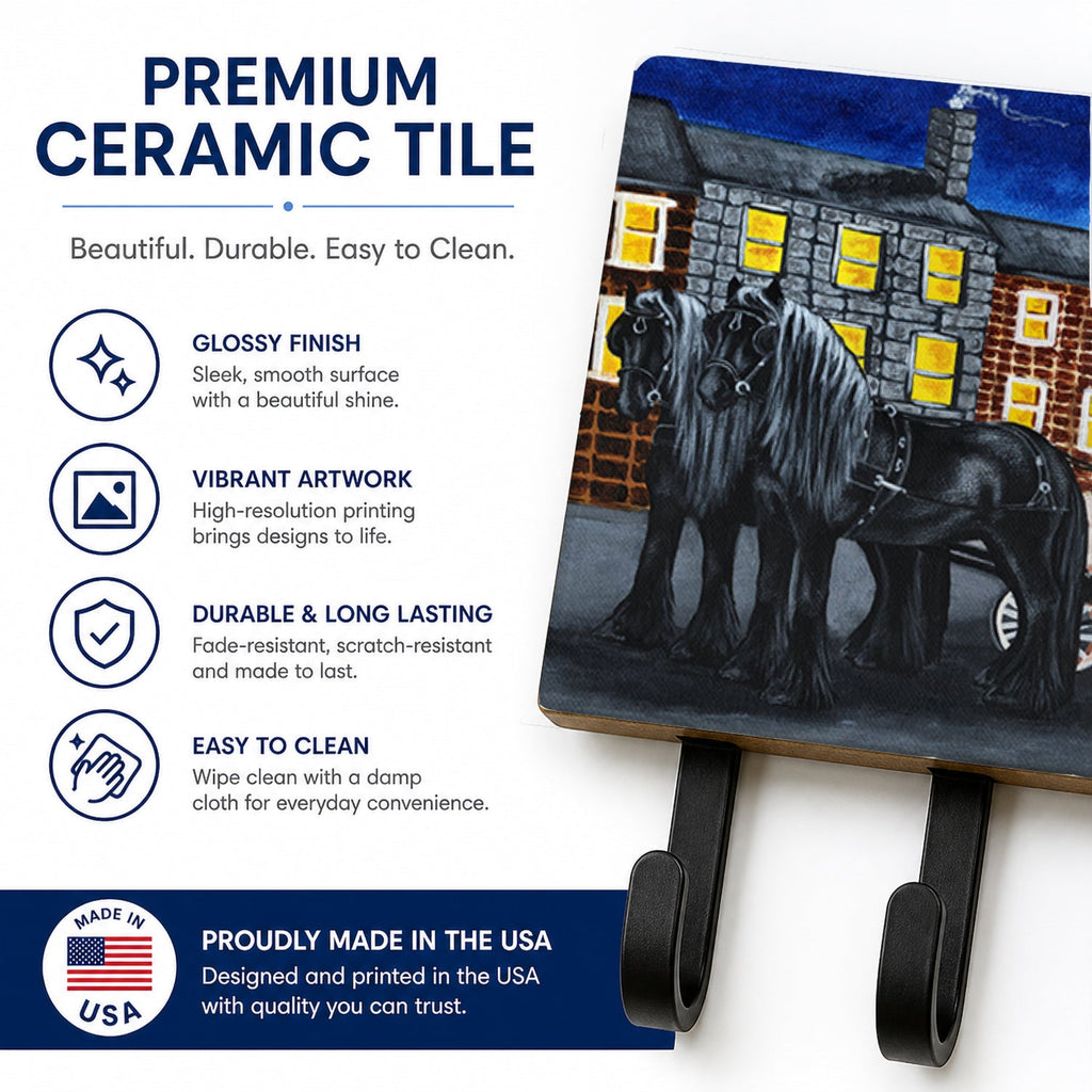 City Carriage Ride Horse Leash or Key Holder Wall Hooks, Coat Rack Wall Mount, for Hanging Keys, Towels, Aprons, Leashes