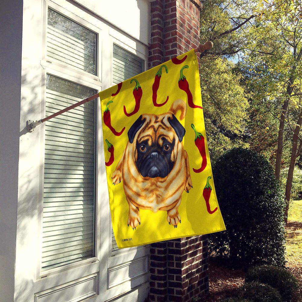 Pick a Pepper Pug House Flag 28x40 Porch Sleeve Pole Decorative Outside Yard Banner Artwork Wall Hanging, Polyester