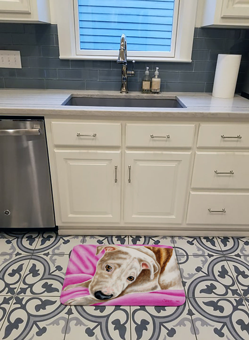 Dream Girl Pit Bull Memory Foam Kitchen Mat Machine Washable Anti-Fatigue Cushion Comfort Bath or Kitchen Rug
