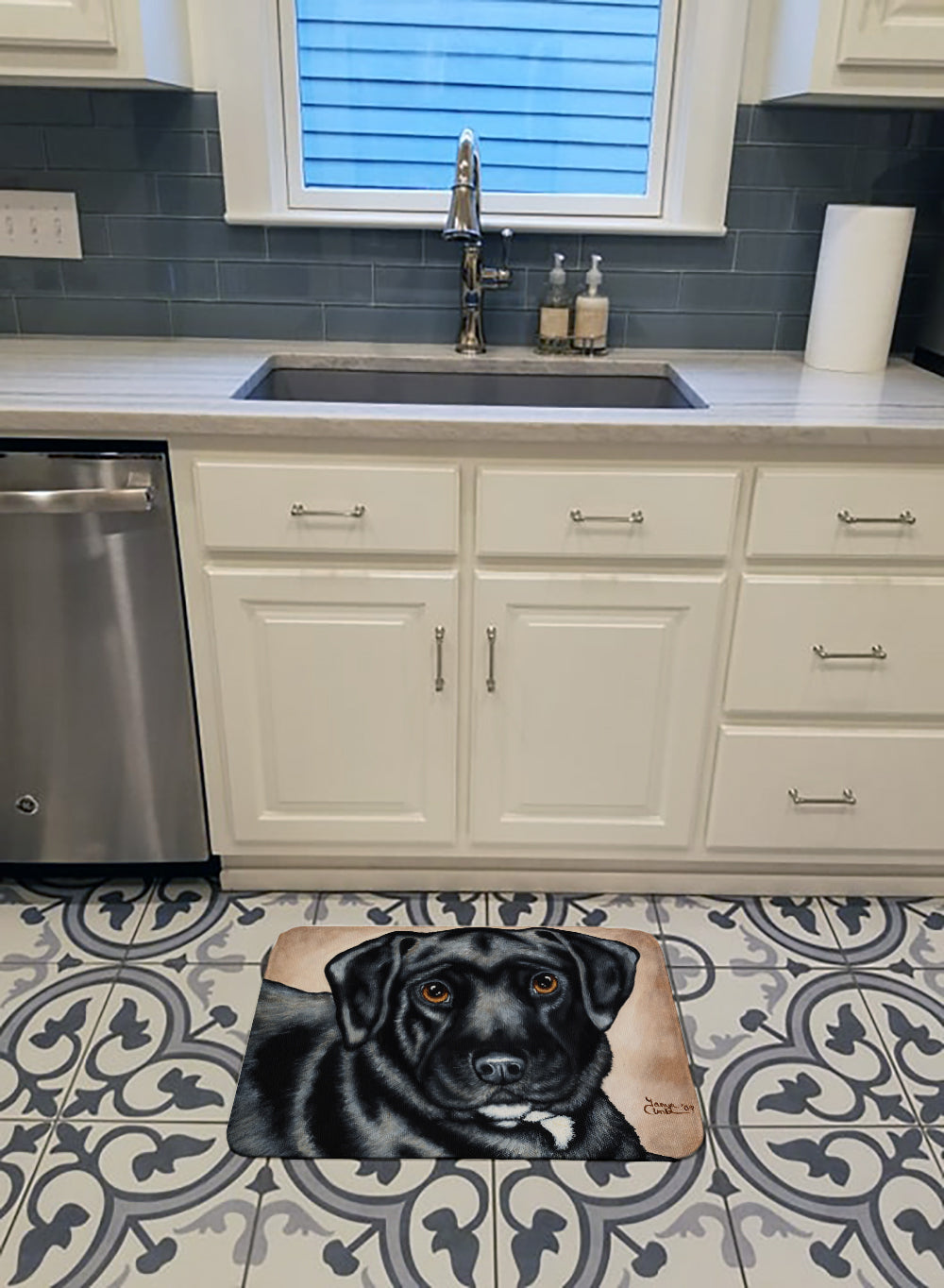 Black Bart the Labrador Memory Foam Kitchen Mat Machine Washable Anti-Fatigue Cushion Comfort Bath or Kitchen Rug