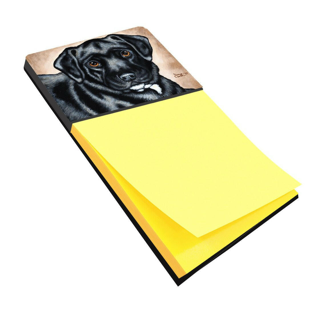 Black Bart the Labrador Watercolor Sticky Note Holder Refillable Dispenser Desk Accessory 3x3 Pad Gift