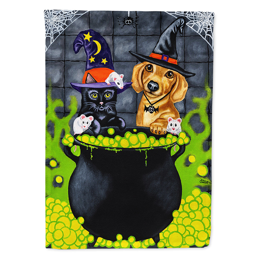 Brewing up Trouble Halloween Dachshund House Flag 28x40 Porch Sleeve Pole Decorative Outside Yard Banner Artwork Wall Hanging, Polyester