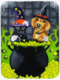 Brewing up Trouble Halloween Dachshund Cutting Board Tempered Glass Kitchen Cutting Surface, Heat Resistant Chopping, Non-Slip Feet, Food Prep & Serving