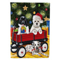 Christmas Westie, Newfoundland, Dalmatian House Flag 28x40 Porch Sleeve Pole Decorative Outside Yard Banner Artwork Wall Hanging, Polyester
